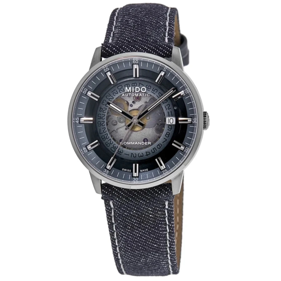 Nuevo reloj para hombre Mido Commander esfera azul degradada tela M021.407.18.411.00