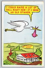 Vintage Postcard, Humor, Laff Gram, Stork