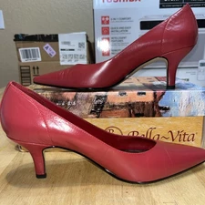 Women's Bella Vita Wow Red Kidskin Leather Pumps Heels Shoes size 8.5M