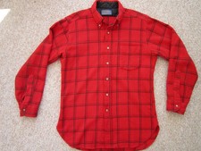 Vintage Pendleton Wool Flannel Shirt Mens Medium USA Red Plaid Colorful 70s
