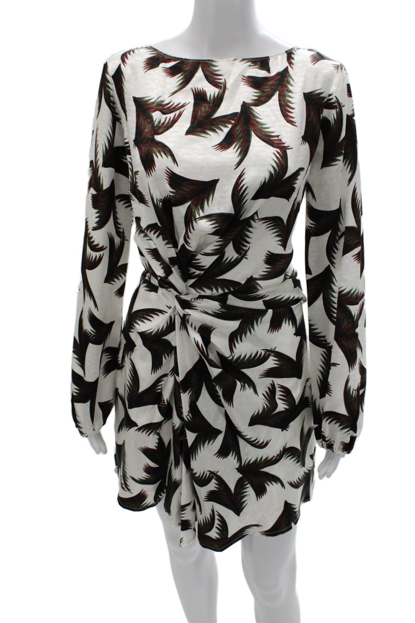 A.L.C. Women Mini Animal Print Silk Boat Neck Long Sleeve Dress Size 4Free Shipping in US $100+ Orders | $6.95 Orders Below