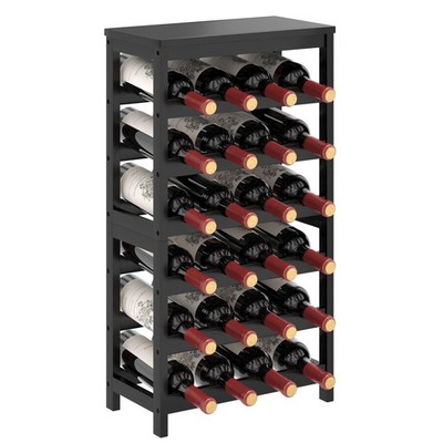 6 Tier Wine Rack Freestanding Floor, 24 Bottles Wine Storage Shelves with Tab...