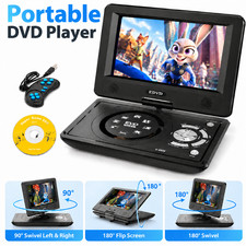 Portable DVD Player Rechargeable CD TV 16:9 LCD Large Swivel Screen AV Remote