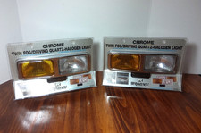 2 Pair Rally Vintage Chrome Twin Fog Driving Quartz Halogen Lights No. 3100