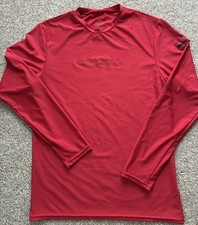 O'Neill Homme Basic Rouge Taille M Manches Longues Rash Guard UPF 50+ Excellent État