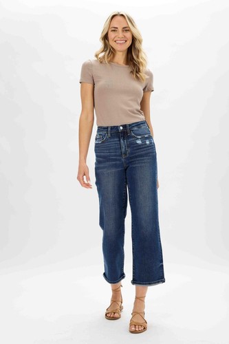 Judy Blue High Waist Medium Destroyed Pocket Wide Leg Denim Jeans 82497 - Bild 8 von 15