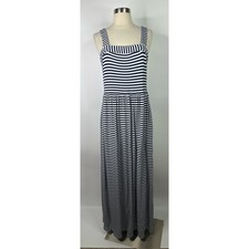 Loft Rayon Striped Nautical Sleeveless Summer Maxi Dress Size M