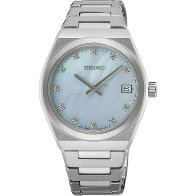 Seiko Damenuhr mit blauem Zifferblatt und silbernem Armband SUR603P1
