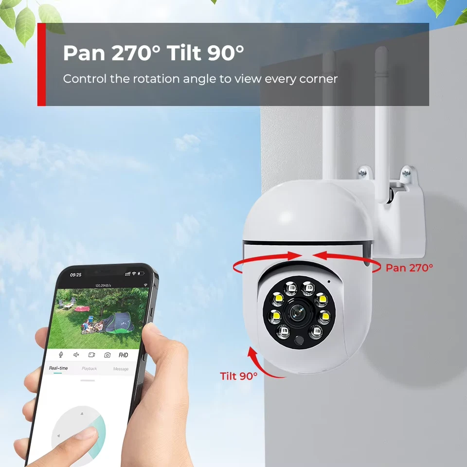 4MP Outdoors Wifi Camera 2K HD Security PTZ IP Camera AI Auto Detect Tracking In - Bild 4 von 4