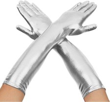 Adult Women Silver Metallic Gloves  Womens Gloves