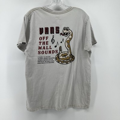 Vans Off The Wall Sounds Snake Graphic T-Shirt Med Slim Beige Mens Skater Emo