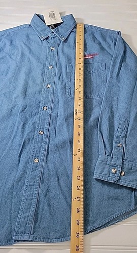 Vantage Shirt Mens Medium Blue Denim Button Down Fairleigh DICKINSON UNIV. Logo - Picture 6 of 10