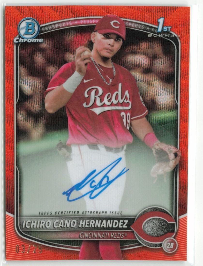 2025 Bowman Chrome Ichiro Cano Hernandez #CPA-IC Orange Wave Auto /25 Reds