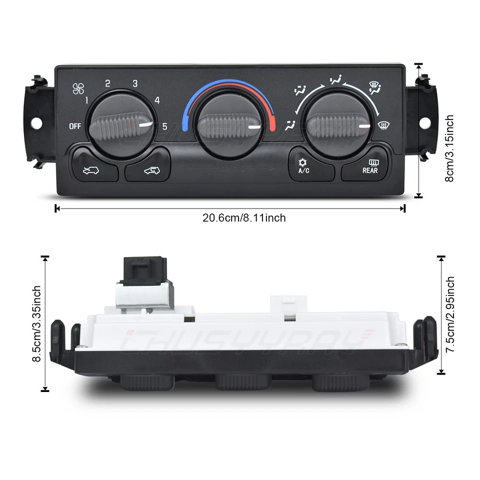 For 2001-2002 Chevrolet Silverado 1500 HD AC Heater Climate Control Module Panel - Image 3 of 4