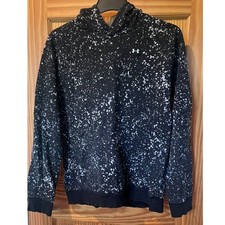 Under Armour Youth XL Black  White Splatter Paint Fleece Hoodie - EUC