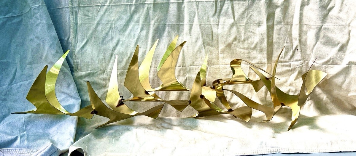 C. JERE カーティス・ジェレ Bird in flight スカルプチャー Vintage Curtis Jere Birds In Flight Bronze Signed Mid Century Wall