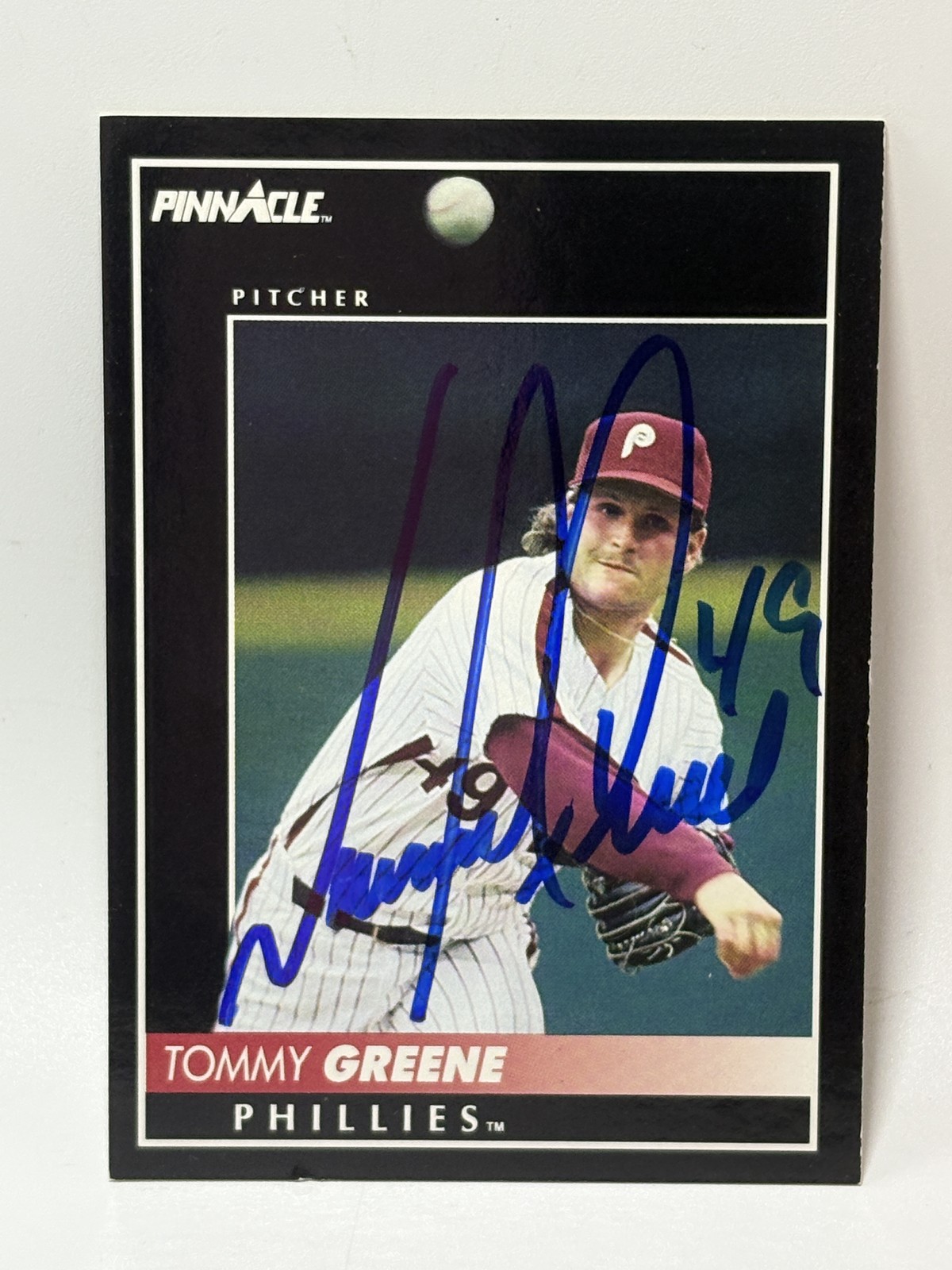 1992 Pinnacle #155 Tommy Greene Auto Signed