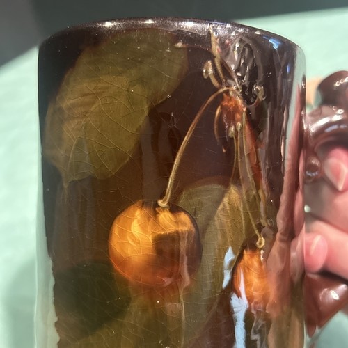 Weller Keramik Kirsche TASSE Kunstkeramik atemberaubend handverziert dunkelbraun glänzend - Bild 12 von 18