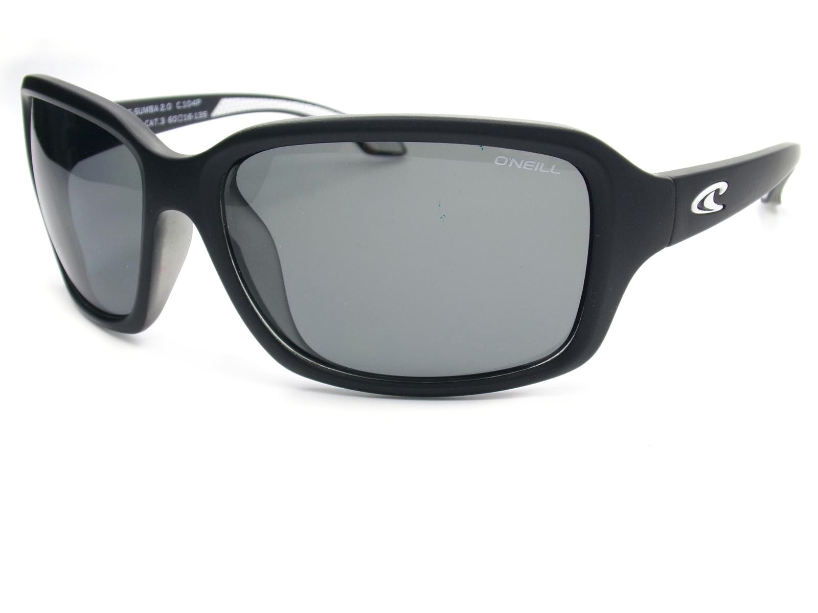 O'Neill Polarized Sunglasses Sumba 2.0 Matte Black White w/ Grey AR Lenses 104P