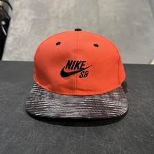 Nike SB Hat Cap Snap Back Youth Adjustable Orange Pattern Brim Skateboard