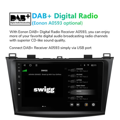 OBD+9" Android 13 6+64 8-Core Car Stereo Radio GPS CarPlay For Mazda 3 2010-2013 - Picture 21 of 24