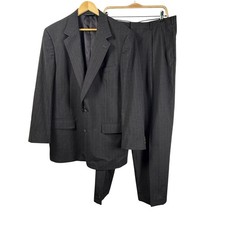 Brooks Brothers Suit Charcoal Gray Pinstripe Wool 2-Button Mens 46L 38x30 USA