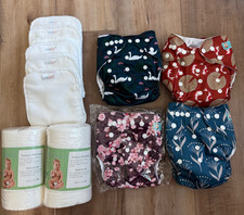 NEW Alvababy Cloth Diapers Lot 4 Pocket Diapers w/5 Inserts, 2 rolls flush liner