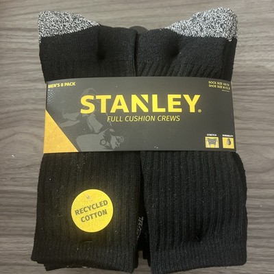 New WITH TAGS Stanley Mens 8 Pack Full Cushion Crew Socks. FITS SHOE SIZE 8-12.5