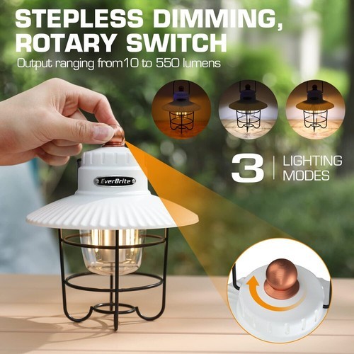 EverBrite LED Camping Lantern Pack of 2 USB C Rechargeable Lantern 3 Light Modes