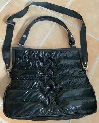 BOGNER XXL-Handtasche Big Bag Schwarz silberfarbene Elemente Logo-Gurt wie NEU