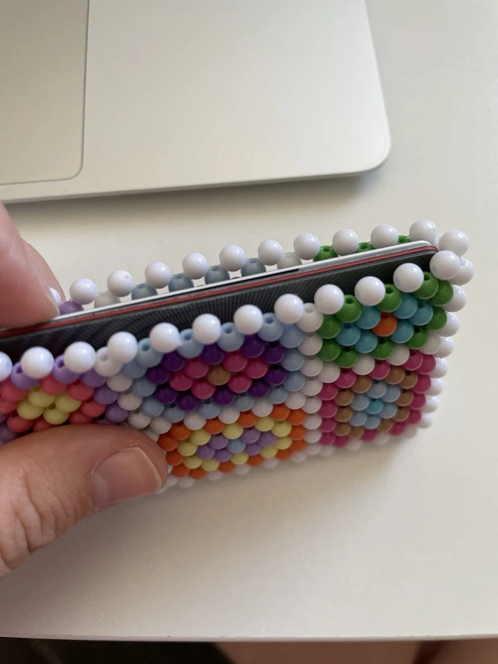 Cartera Portatarjetas con Cuentas Multicolor Retro Abuelita Patrón Cuadrado Foto 3 de 4