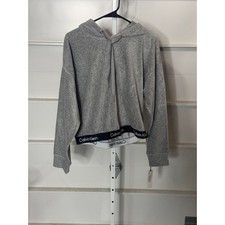 Calvin Klein Women s Gray Cropped Hoodie Size XL New