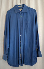 John W Nordstrom 17-34 blue cotton long sleeve button collar shirt for men