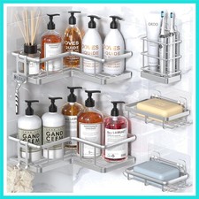Corner Shower Caddy Organizer, 5-Pack Self-Adhesive Rustproof Bath Shelves wi...