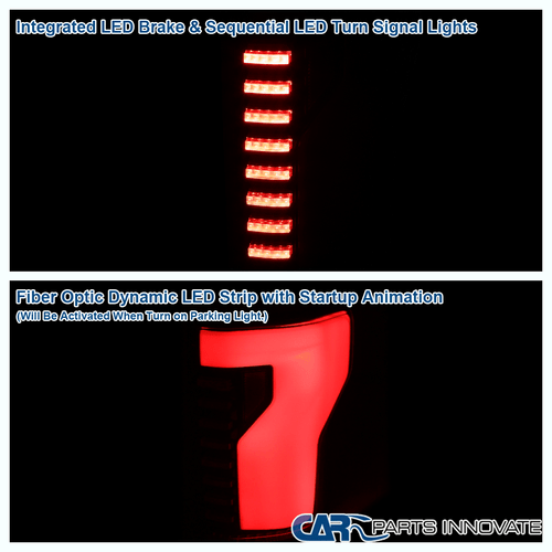 Black/Smoke Fits 2015-2017 Ford F150 LED Tail Lights Sequential Signal+Red Tube - Picture 9 of 12