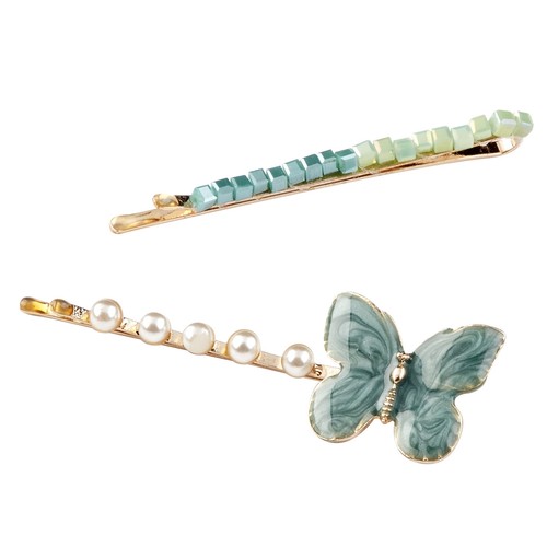 Tayshia by Scunci Pearl Butterfly, No-Slip Bobby Pins, Turquoise, 2-Count - Bild 3 von 6