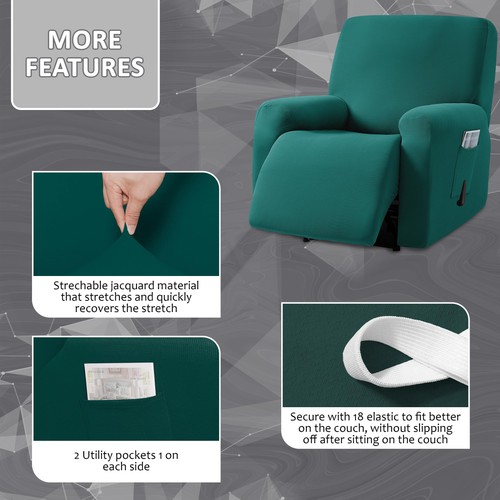Jacquard Design, 4-Piece, 1 Seat Recliner Cover, Reclining Chair Covers for 1... - Picture 3 of 6