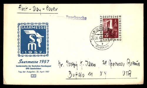 Mayfairstamps Germany FDC 1957 Men Working Saarmesse First Day Cover aax_06215