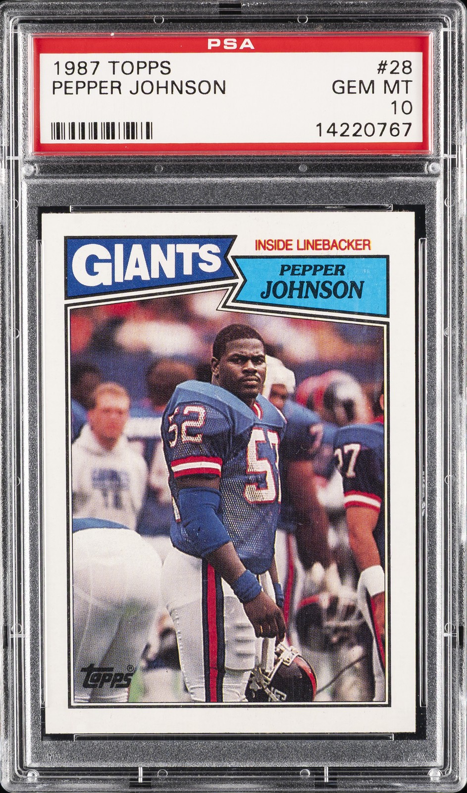 1987 TOPPS #28 PEPPER JOHNSON PSA 10