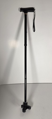 Folding Cane 4 section three leg base comfortable grip black color light weight - Picture 2 of 5