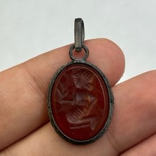 Unresearched Collectible Roman Greek Silver Pendent With Agate Stone