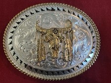Montana Silversmiths Steer Skull Attitude Belt Buckle A927 Western Filigree