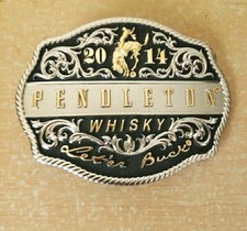 Pendleton Whisky 2014 "Let'er Buck" Belt Buckle Montana Silversmiths Rodeo