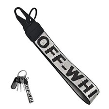 Fashionable Car Key Chain Fabric Wrist Strap With Key Ring, Key Chain White