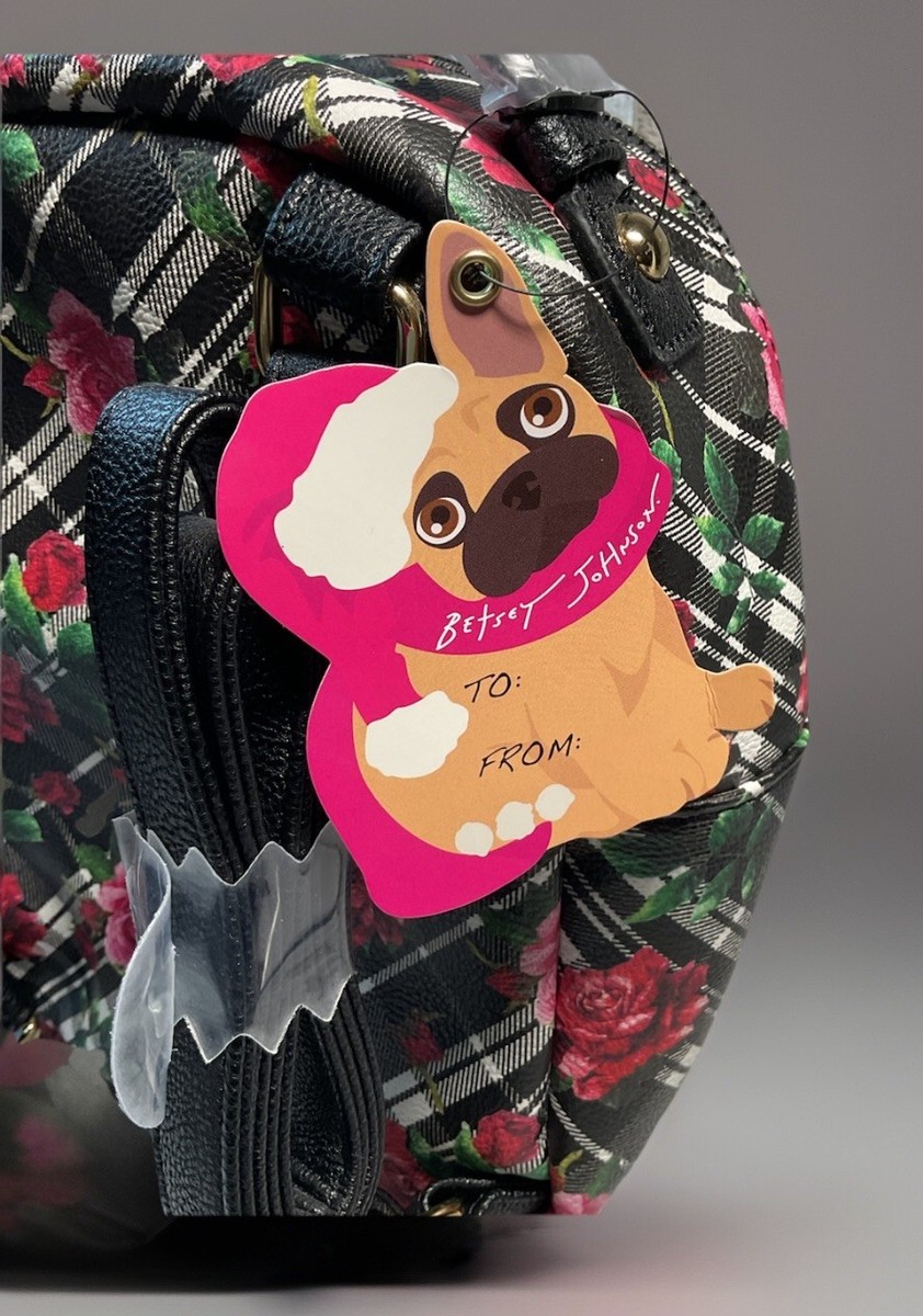 NWT Betsey Johnson Black & White Plaid Floral Dog Kitsch Backpack Betsey Johnson | Bags | Betsey Johnson Black White Floral  main image 2