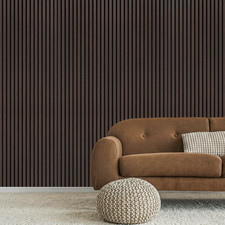 DecorAndDecor - Acoustic Slat Wood Wall Panel - Smoked Oak 1200 / 2400mm x 600mm
