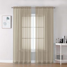 Chyhomenyc Taupe Sheer Curtains 84 Inches Long 42"W x 84"L Pack of 2 ,