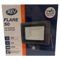 Rev Led Strahler Fluter Lampe Schwarz IP44 50W 4250Lm Kaltweiß Bewegungsmelder