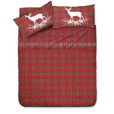 CONFEZIONI GIULIANA ® Completo Lenzuola CERVO SCOZZESE Tartan Rosso 100% cotone Made in Italy