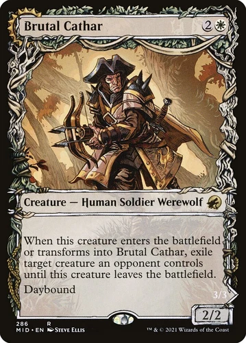 Brutal Cathar // Moonrage Brute (286) Showcase Innistrad: Midnight Hunt MID MTG
